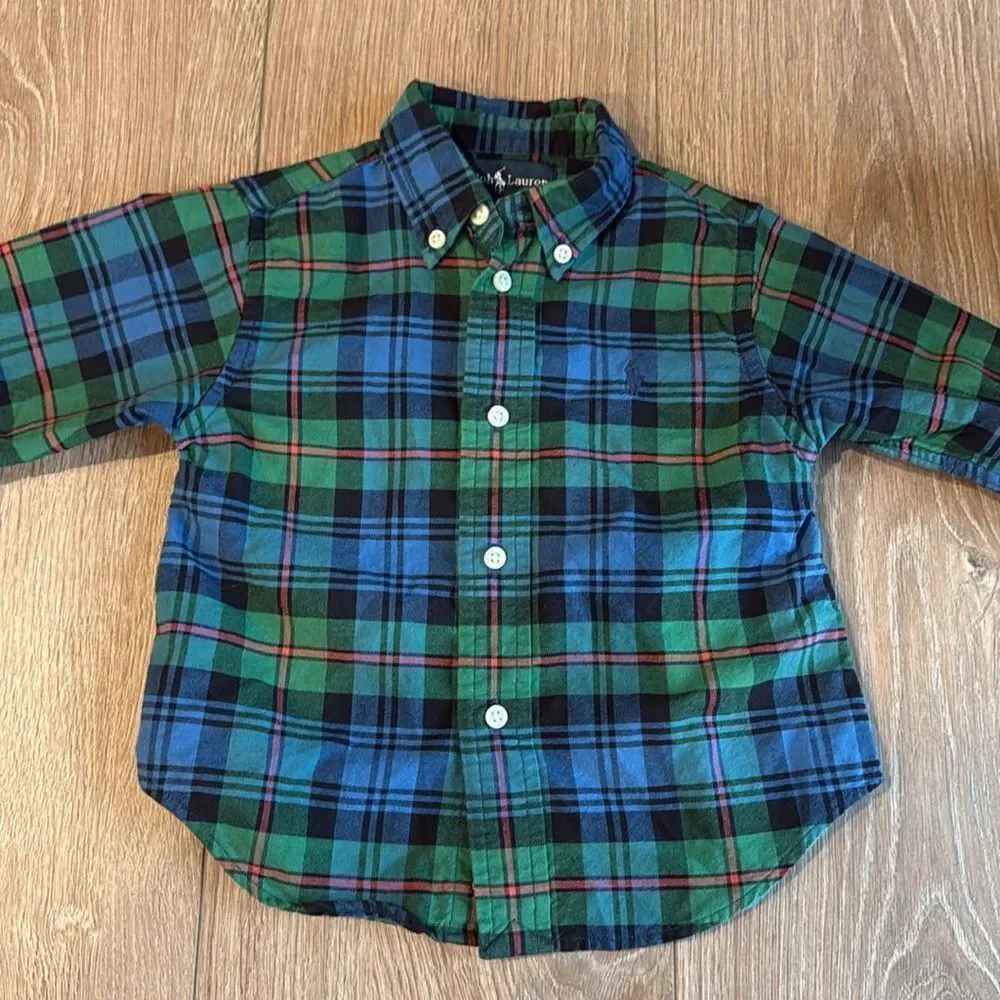 ((2 PIECE)) RALPH LAUREN AND JANIE AND JACK BUTTON DOWN BUNDLE LINEN AND COTTON